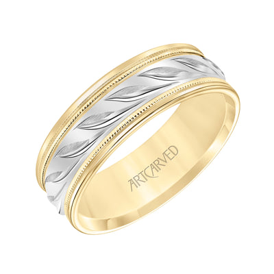 11-WV9064YW7-G.00 - ARTCARVED - Low Dome Round Edge Carved Wedding Band