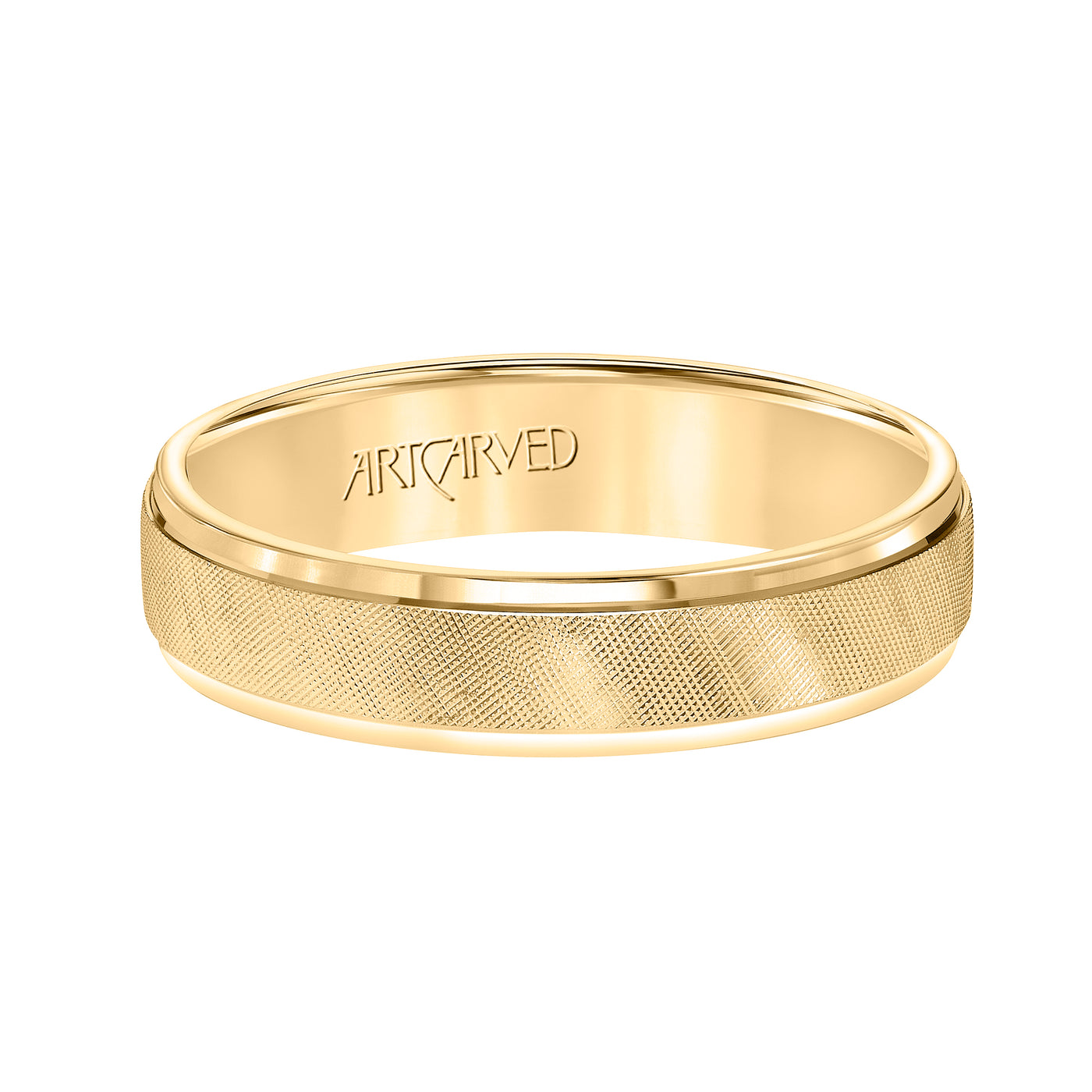 11-WV3900-G.00 - ARTCARVED - Comfort Fit, engraved wedding band with textured design, milgrain and rolled edges