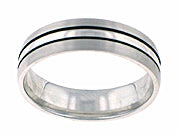 11-WV4503W-G.00 - ARTCARVED - Comfort Fit wedding band with modern black linear design, brushed finish and rolled edges