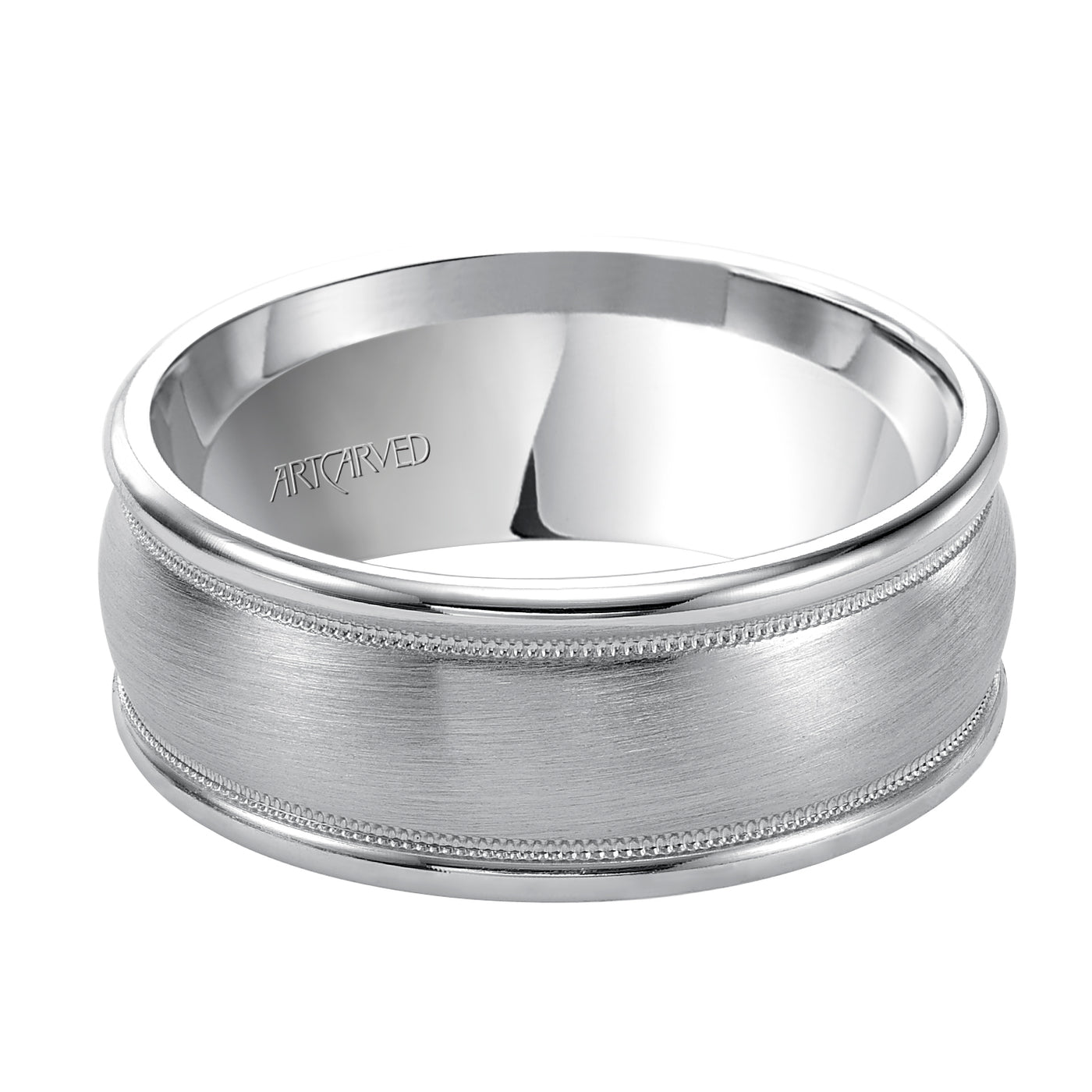 11-WV5010Y8-G.00 - ARTCARVED - Comfort Fit wedding band with brushed finish, milgrain and rolled edges