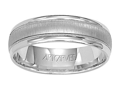 11-WV5014W-G.00 - ARTCARVED - Comfort Fit wedding band with brushed finish, milgrain and rolled edges
