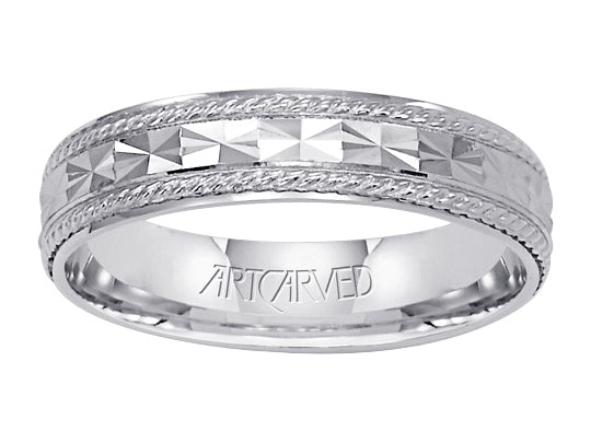 11-WV5021-G.00 - ARTCARVED - Comfort Fit wedding band with engraved design, rope detailing and rolled edges