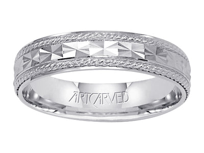 11-WV5021-G.00 - ARTCARVED - Comfort Fit wedding band with engraved design, rope detailing and rolled edges