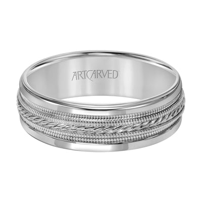 11-WV5031W-G.00 - ARTCARVED - 7MM Wedding band with detailed engraved inlay