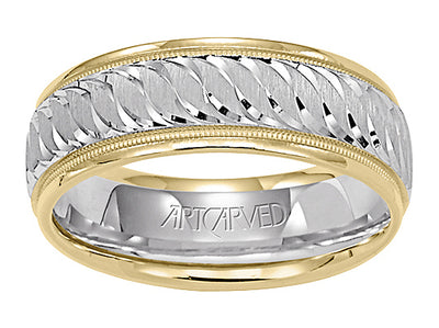 11-WV5568-G.00 - ARTCARVED - Comfort Fit wedding band with engraved design, milgrain and rolled edges
