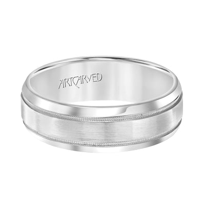 11-WV7316W-G.00 - ARTCARVED - Comfort Fit wedding band with brushed finish, milgrain and rolled edges