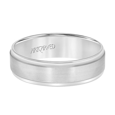 11-WV7363W6-G.00 - ARTCARVED - Comfort Fit wedding band with horizontal brushed finish and bright, rolled edges