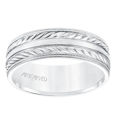 11-WV8671RW7-G.00 - ARTCARVED - 7MM Comfort Fit Wedding Band with a Wheat Motif and Milgrain Accent with Milgrain Edges