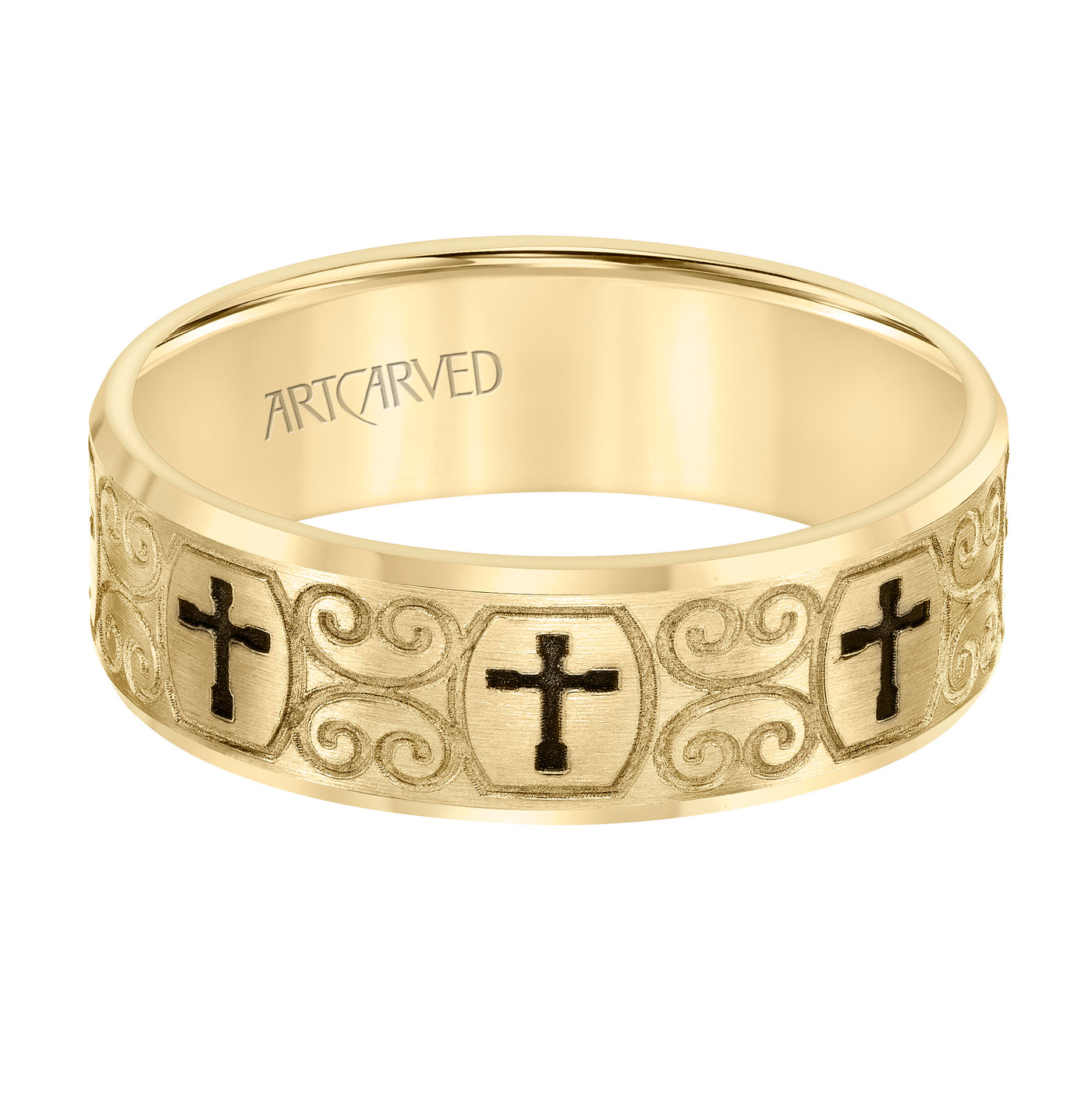 11-WV8911Y7-G.00 - ARTCARVED - Flat Bevel Edge Carved Wedding Band