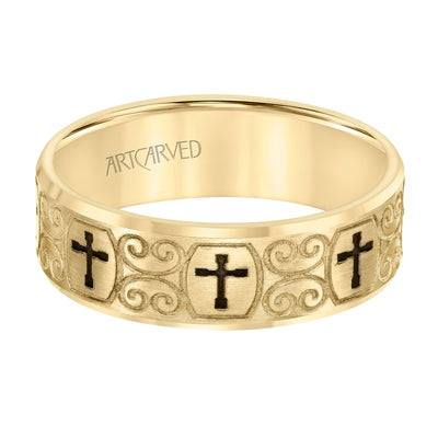 11-WV8911Y7-G.00 - ARTCARVED - Flat Bevel Edge Carved Wedding Band