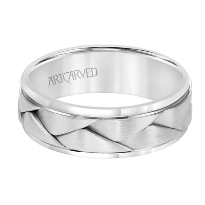 11-WV9048W7-G.00 - ARTCARVED - 7MM Mens Wedding Band - Brushed Finish with Braided Design and Round Edge