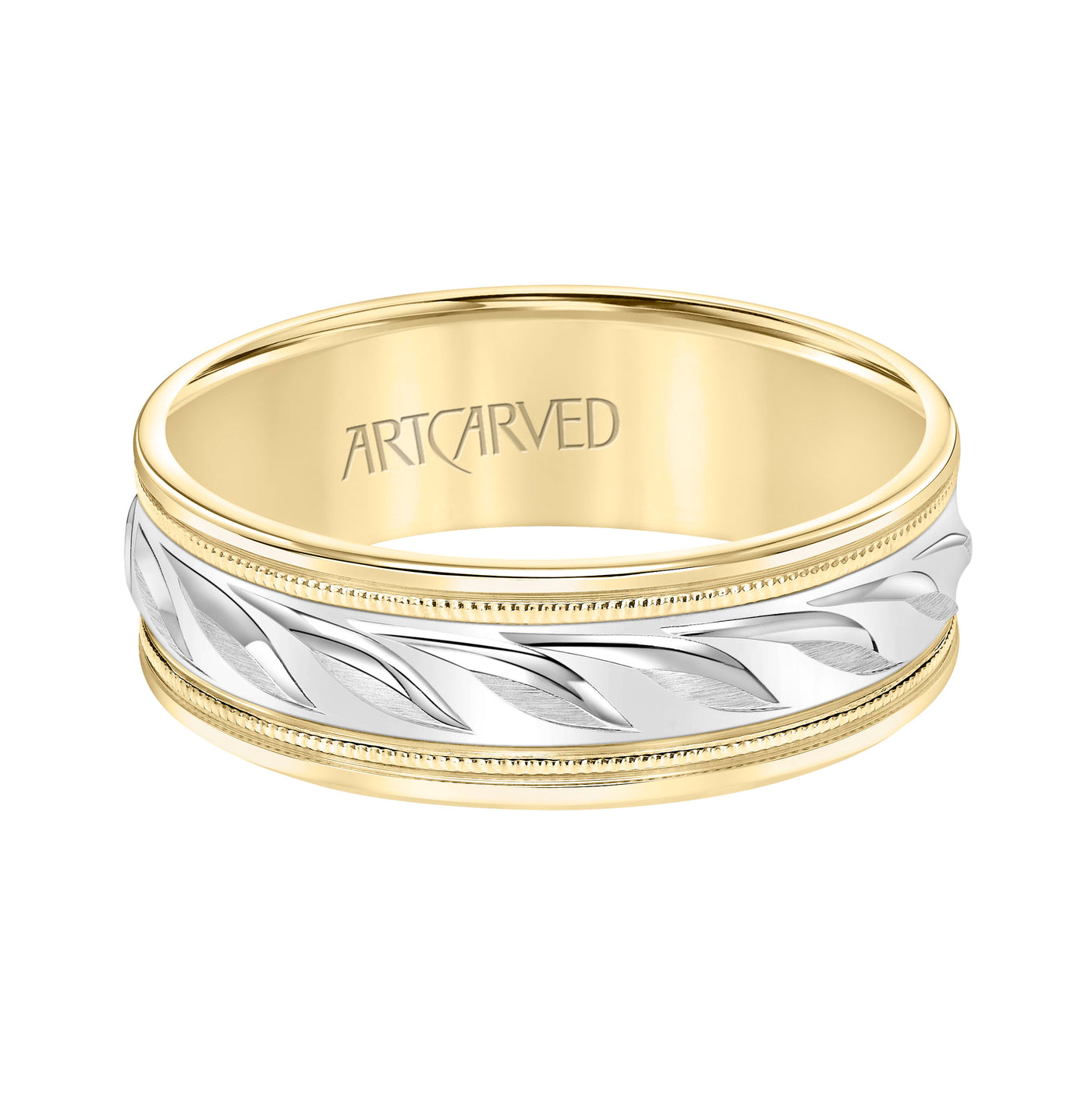 11-WV9064YW7-G.00 - ARTCARVED - Low Dome Round Edge Carved Wedding Band