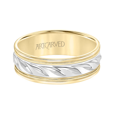 11-WV9064YW7-G.00 - ARTCARVED - Low Dome Round Edge Carved Wedding Band