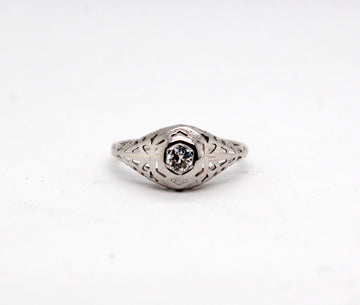 Estate 14KW .20 Ct Round Diamond Ring