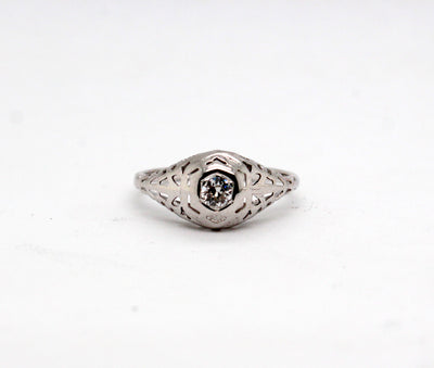 Estate 14KW .20 Ct Round Diamond Ring