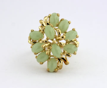 ESTATE 10KY JADE CLUSTER RING