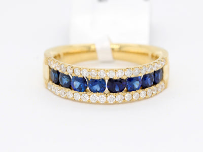 18KY 1.00 Cttw Sapphire and Diamond Ring
