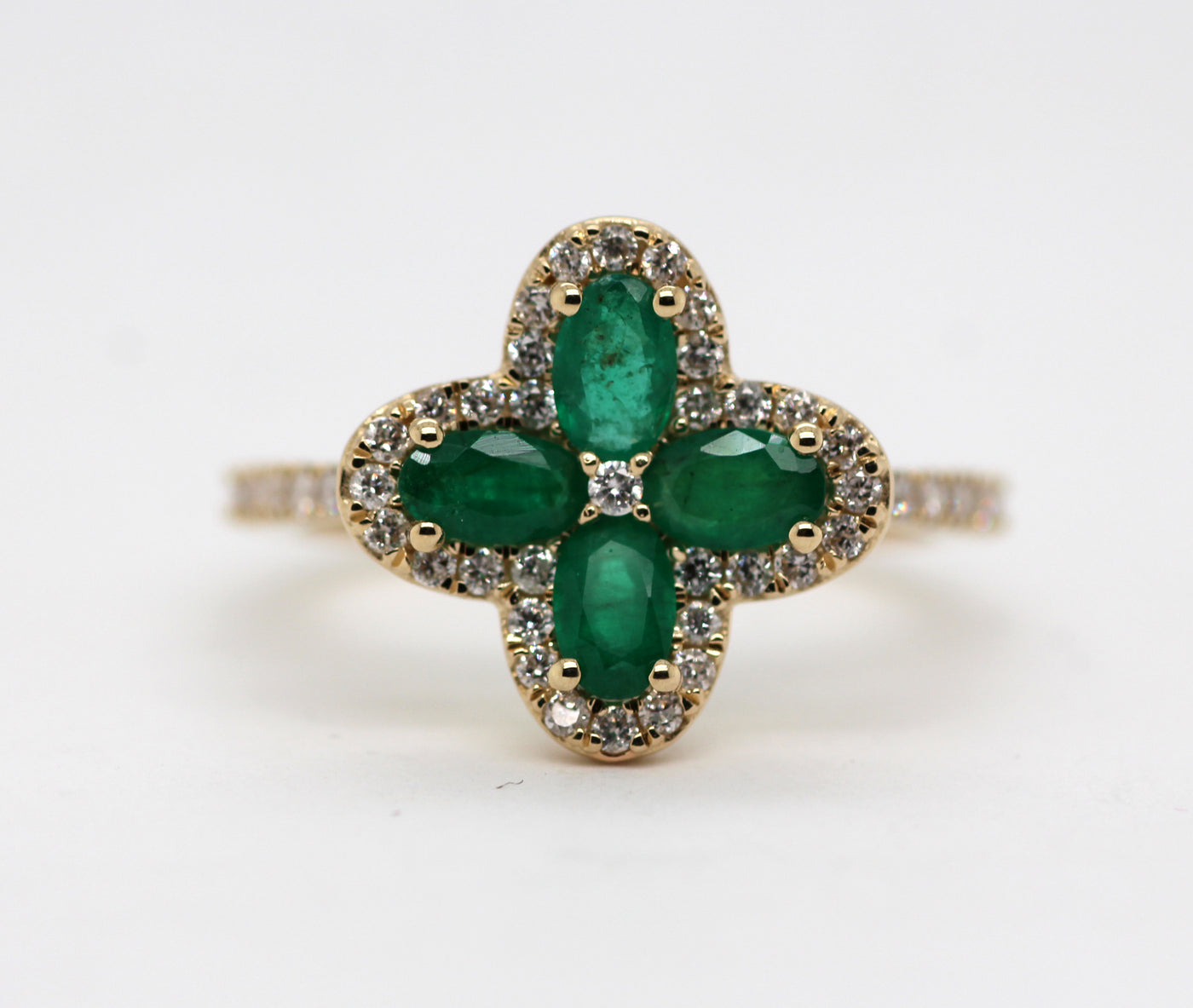 14KY .88 Cttw Emerald and Diamond Ring with .40 Cttw in Diamonds
