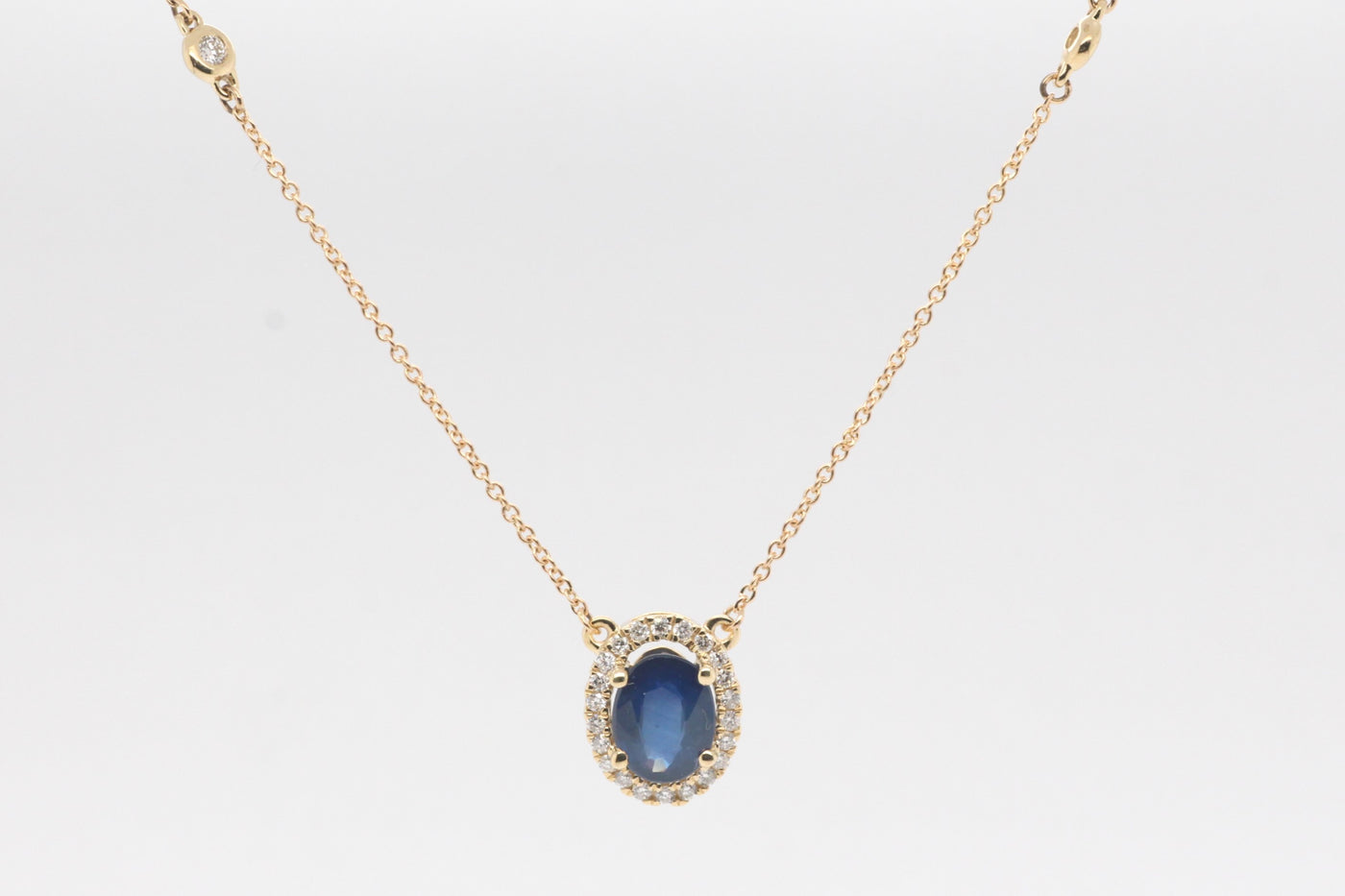 14KY Sapphire and Diamond Pendant