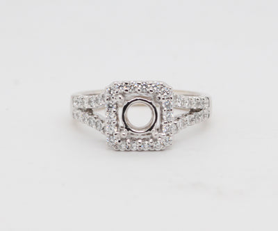18KW 1.00 Cttw Diamond Semi Mount Ring