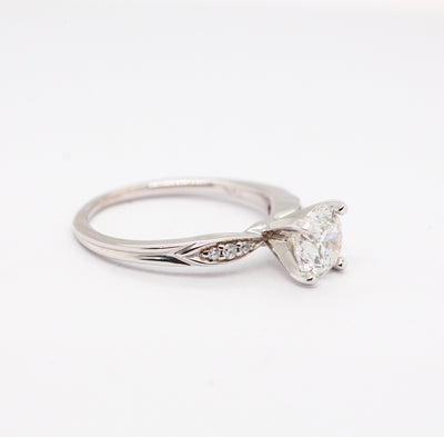 14KW 1.10CTTW DIAMOND ENGAGEMENT RING 1CT ROUND CTR H-SI2
N1907