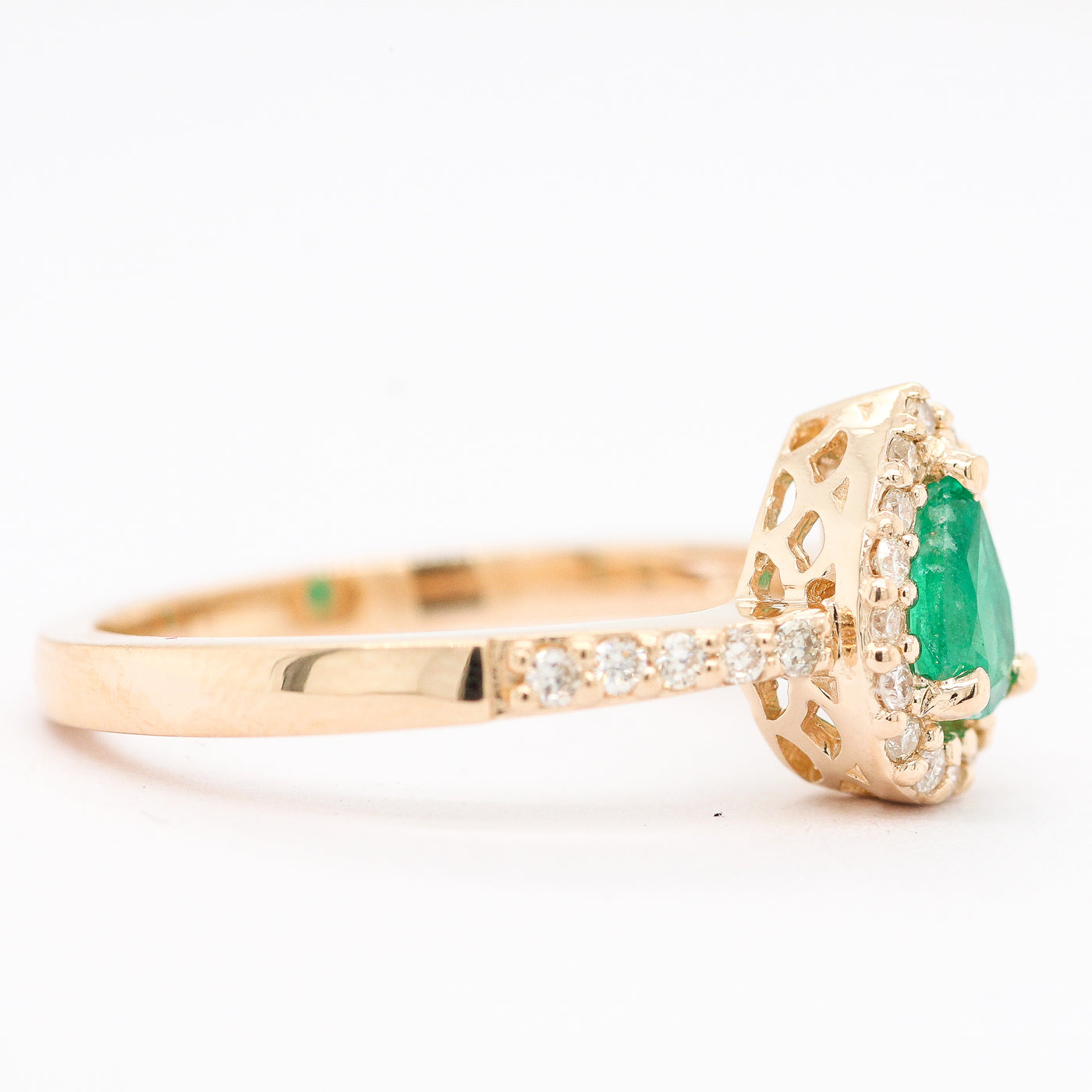 14KY .37 CTTW  Emerald and Diamond ring, .23 CTTW
