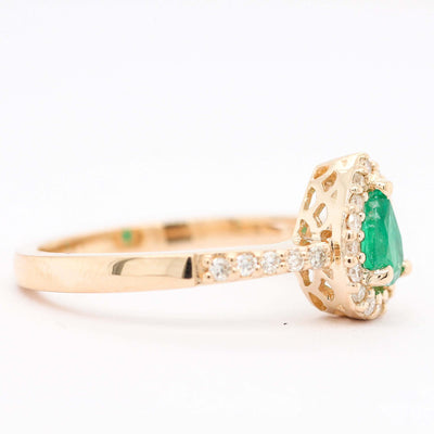 14KY .37 CTTW Emerald and Diamond ring, .23 CTTW image
