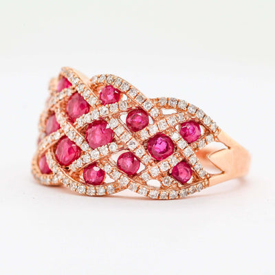 14KR .45 CTTW RUBY AND DIAMOND RING 1.25 CTTW JK-I1