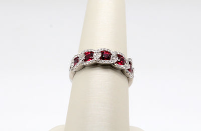 18KW .70 Cttw Ruby and Diamond Ring, .32 Cttw