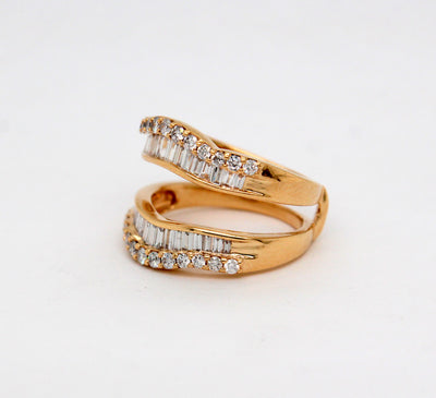 Estate 14KY 1.05 Cttw Round and Baguette Diamond Insert Ring
