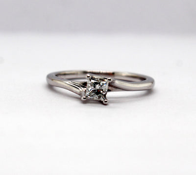 14KW .25 Ct Princess cut Diamond Solitaire Ring