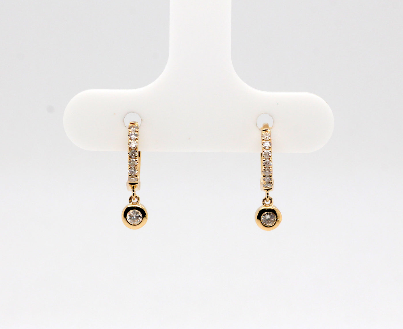 14KY .15 Cttw Bezel hoop earring, H-SI2