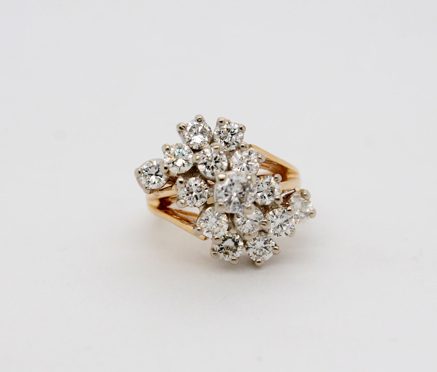 Estate 14KY 1.81 Cttw Diamond Waterfall Ring J in Color andSI1 in Clar