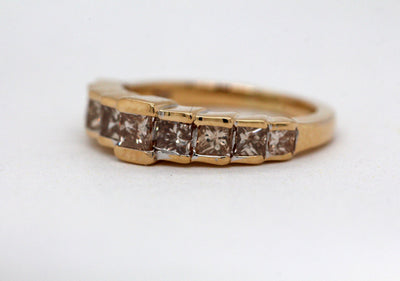 Estate 14KY 1.05 Cttw Princess Cut Diamond Band
