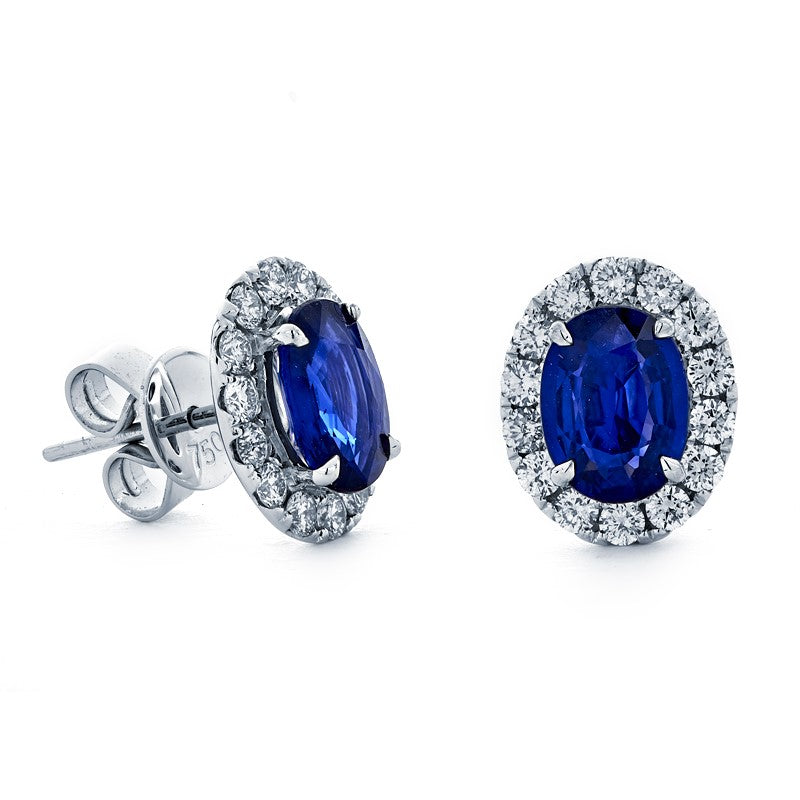 18KW 2.12 Cttw Sapphire and .76 Cttw Diamond Earrings