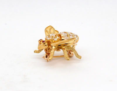 Estate 18KY 1.00 Cttw Diamond and .02 Cttw Ruby Bee Pin by Rosenthal