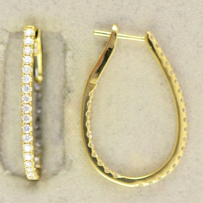 18KY .93 Cttw Diamond Hoop Earrings