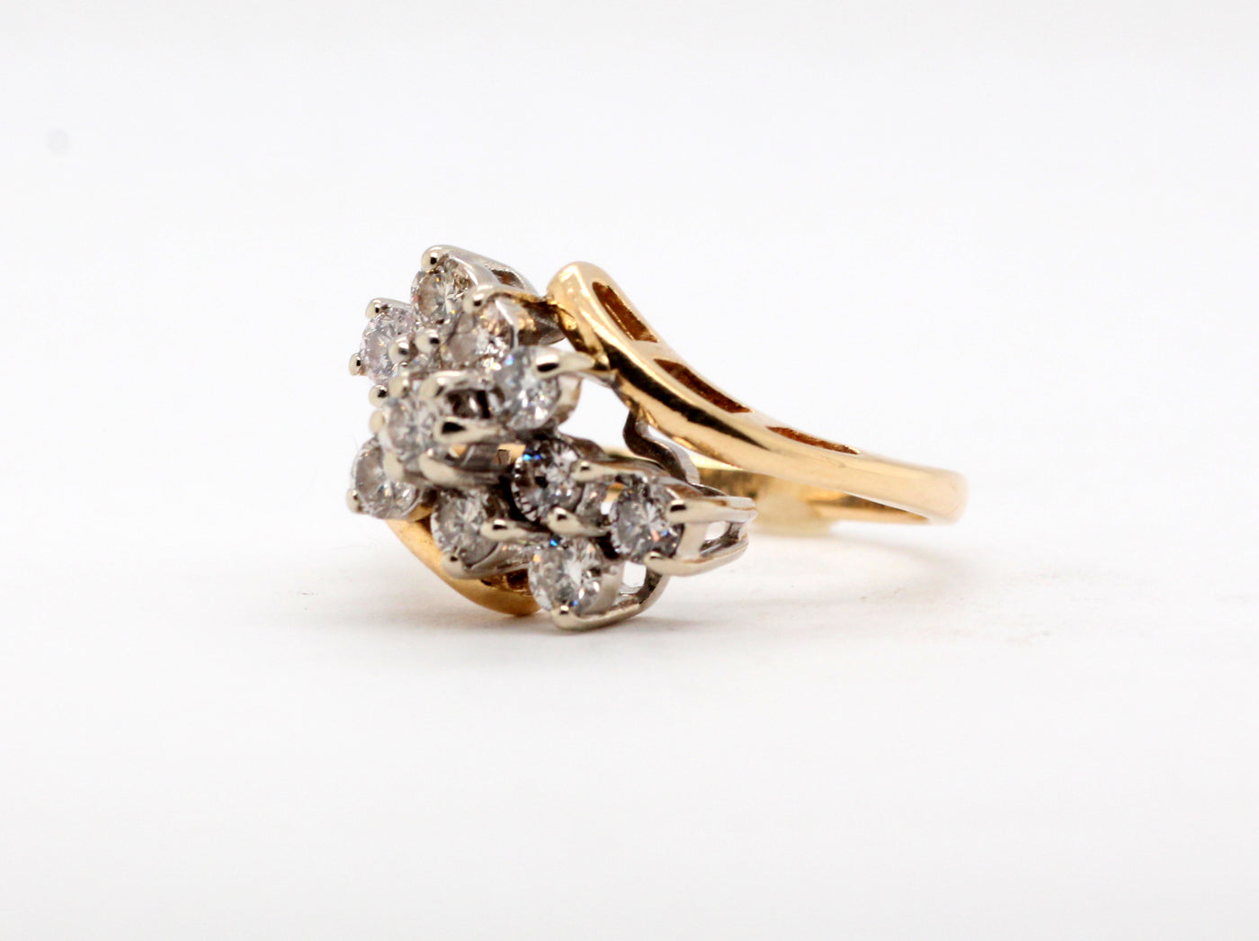 Estate 14KY 1.02 Cttw Diamond Cluster Ring J-SI1