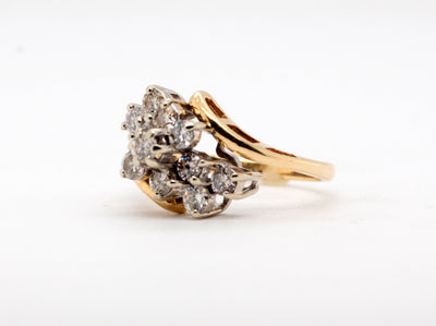 Estate 14KY 1.02 Cttw Diamond Cluster Ring J-SI1