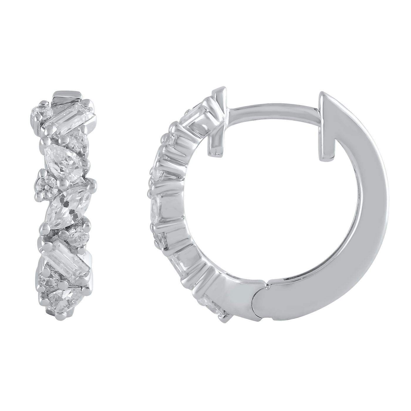 14KW .75 CTTW DIAMOND SMALL HOOP EARRINGS, H-SI3