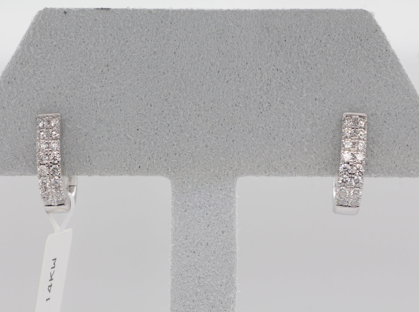 14KW .33 Cttw 2 Row Diamond Hoop Earrings
