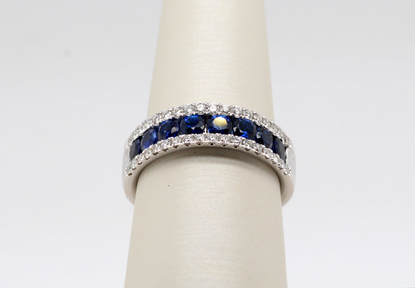 18KW 1.11 Cttw Sapphire and Diamond Ring, .37 Cttw
