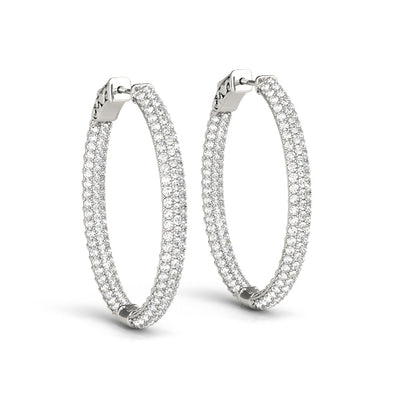 1.5 INCH 3 ROW PAVE OVAL HOOP image