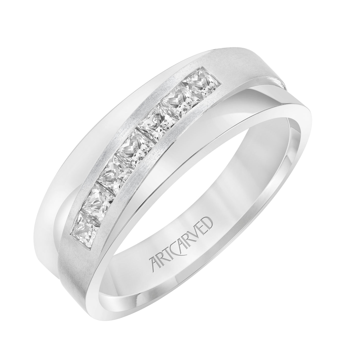 21-V8929W7-G.00 - ARTCARVED - Flat Flat Edge Diamond Wedding Band