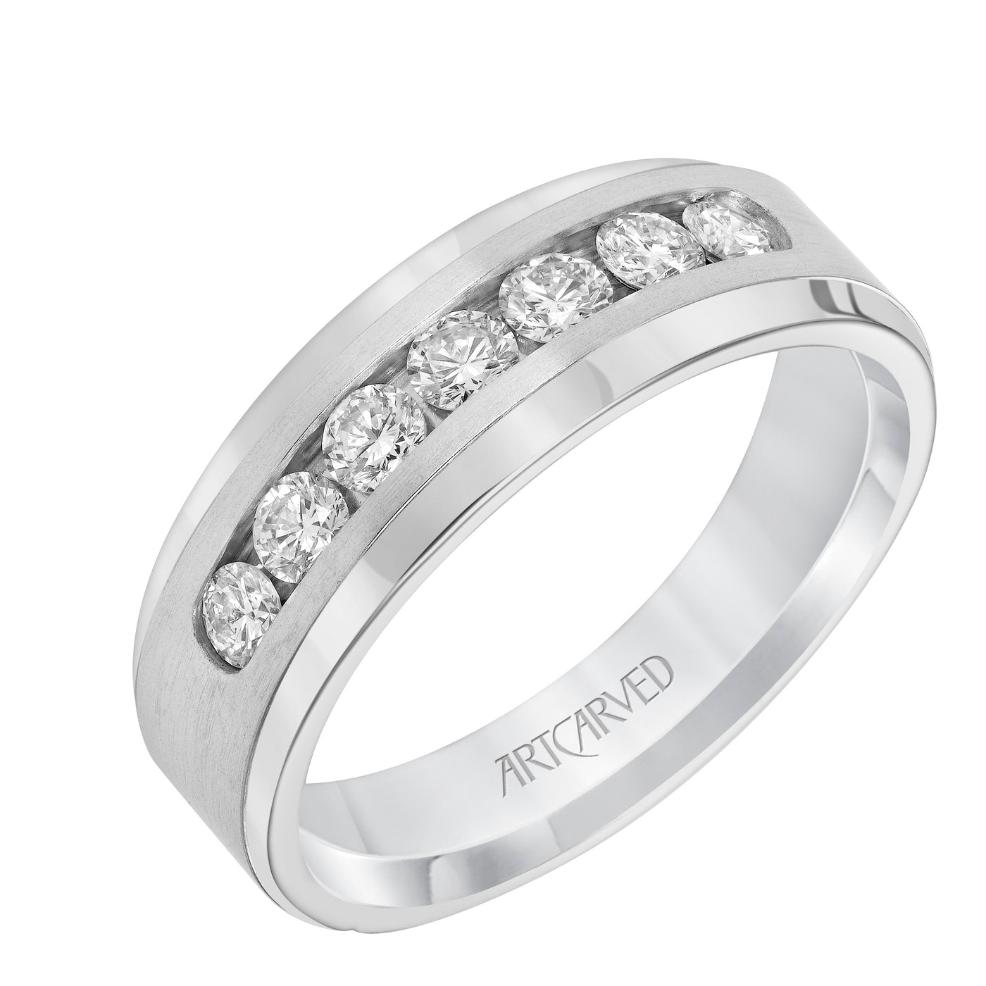 21-V8967W75-G.00 - ARTCARVED - Channel Set Diamond Wedding Band with Beveled Edge and Tapered Band