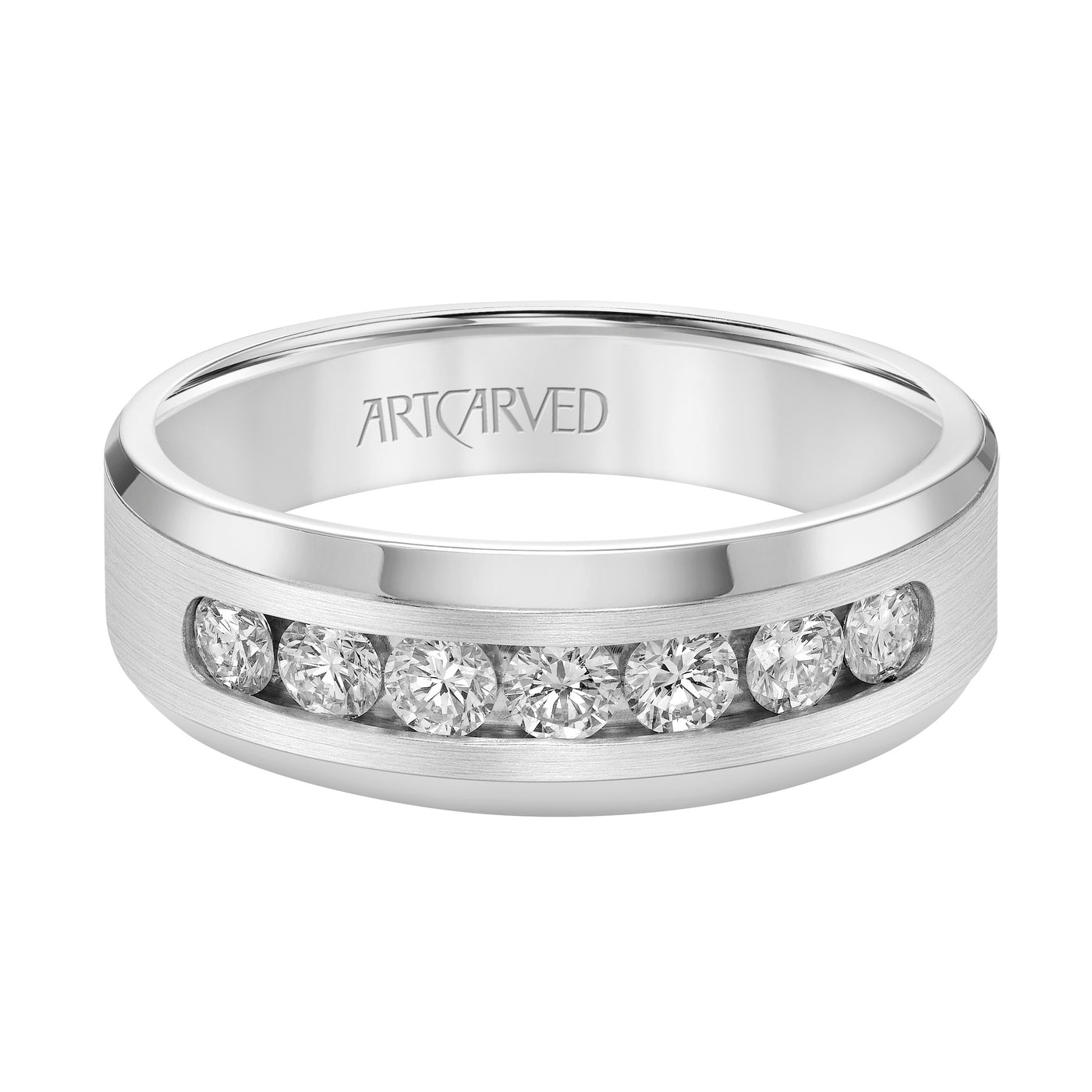 21-V8967W75-G.00 - ARTCARVED - Channel Set Diamond Wedding Band with Beveled Edge and Tapered Band