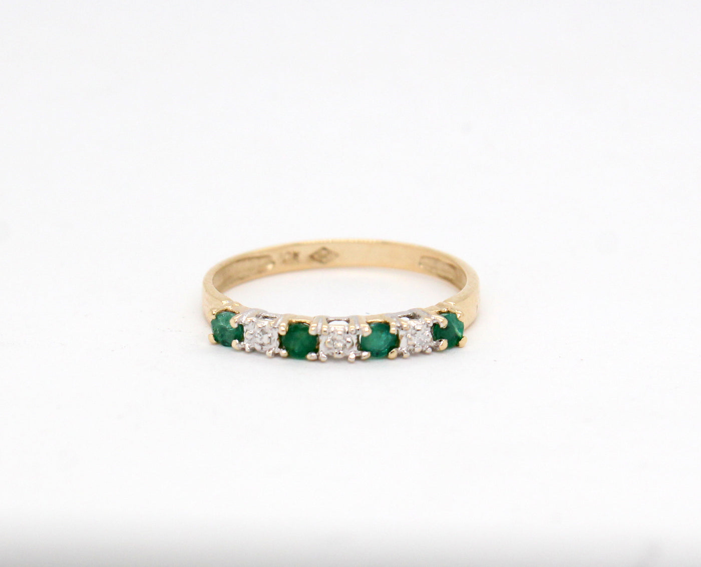 Estate 10KY .25 Cttw Emerald and .03 Cttw Diamond Ring