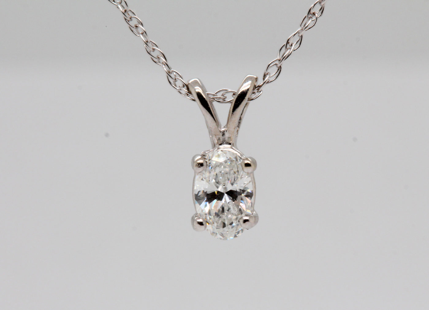 14KW .33 Ct Oval Solitaire Pendant
