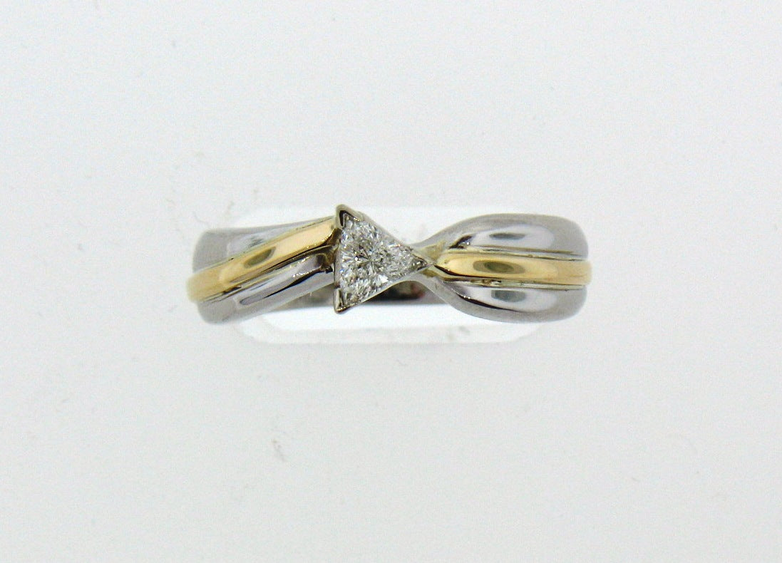 PLATINUM/18K 1/3 CT TRILLION CUT DIAMOND RING