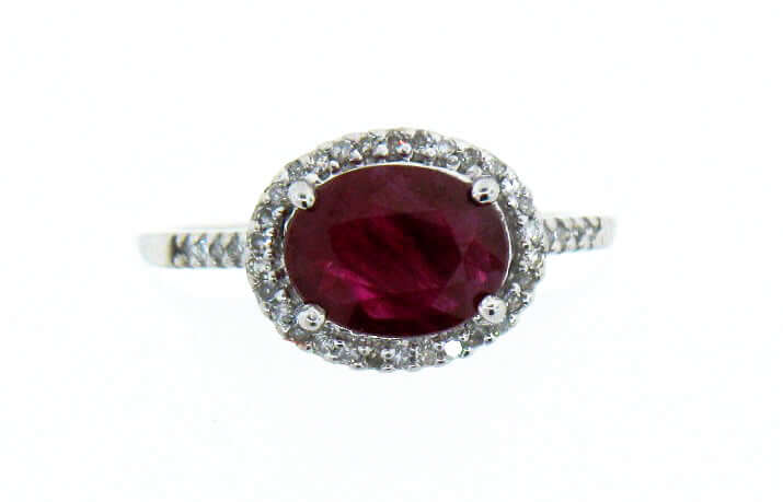 14KW 7X9 RUBY AND DIAMOND RING